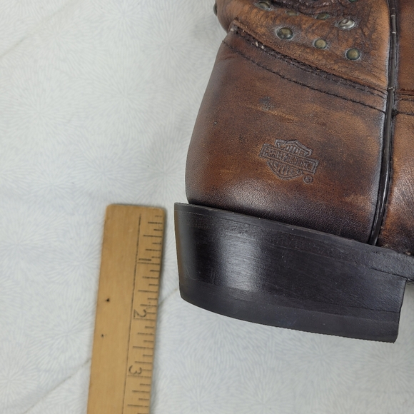 Harley Davidson western style short brown cowboy boots with studs detail 7.5 - Picture 9 of 12
